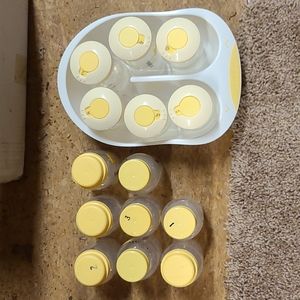 Medela bottles and storage container